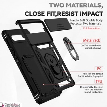 5in1 smūgiams atsparus dėklas su žiedu ir kameros apsauga (Google Pixel 6)